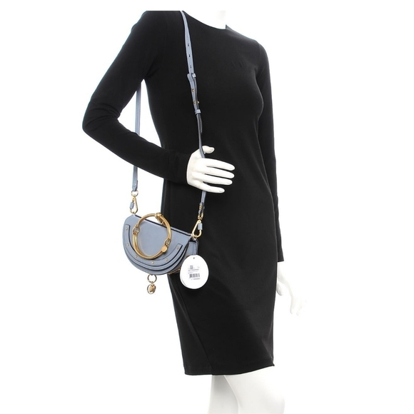 Chloe Light Blue Crossbody Bag with Gold Accents - Picture 13 of 13